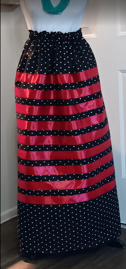 Black Red Ribbon Skirt